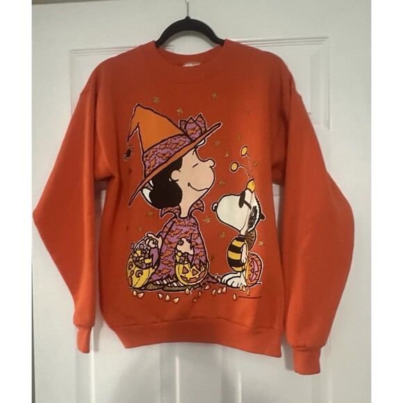Peanuts Tops - Vintage 90s Peanuts Snoopy Lucy Halloween Sweatshirt Made in USA Large